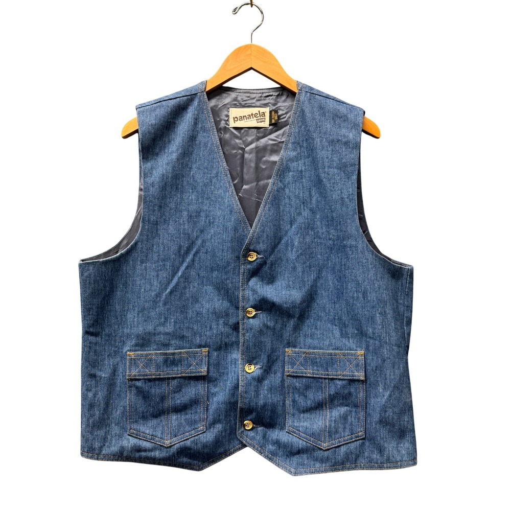 Vintage Levi's Panatela Vest Mens L Sportswear Blue Denim 70s Button Up Retro